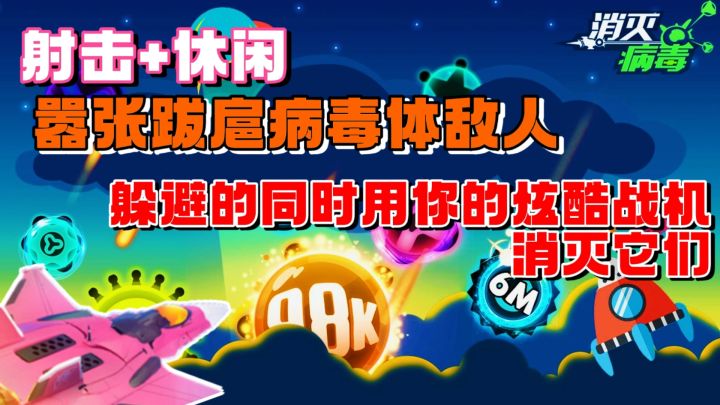 休闲+弹幕射击❗射射射,躲躲躲❗用你的炫酷战机消灭病毒敌人吧❗截图