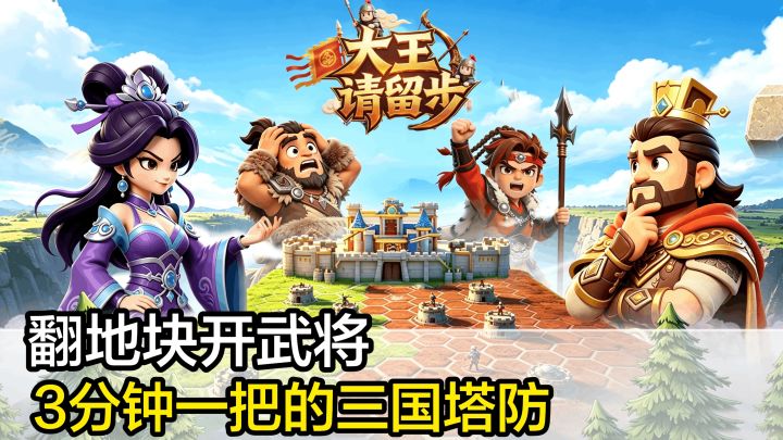 三分钟一把的三国塔防对战游戏!作战全靠开盲盒式翻地块!截图