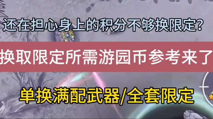 各类玩家换取限定所需游园币参考，单换满配武器/全套限定截图