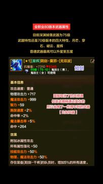 全职业80版本武器属性