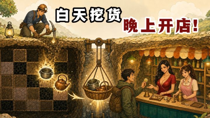 🔥白天哐哐挖地洞，晚上开店卖宝藏，有意思❗️截图