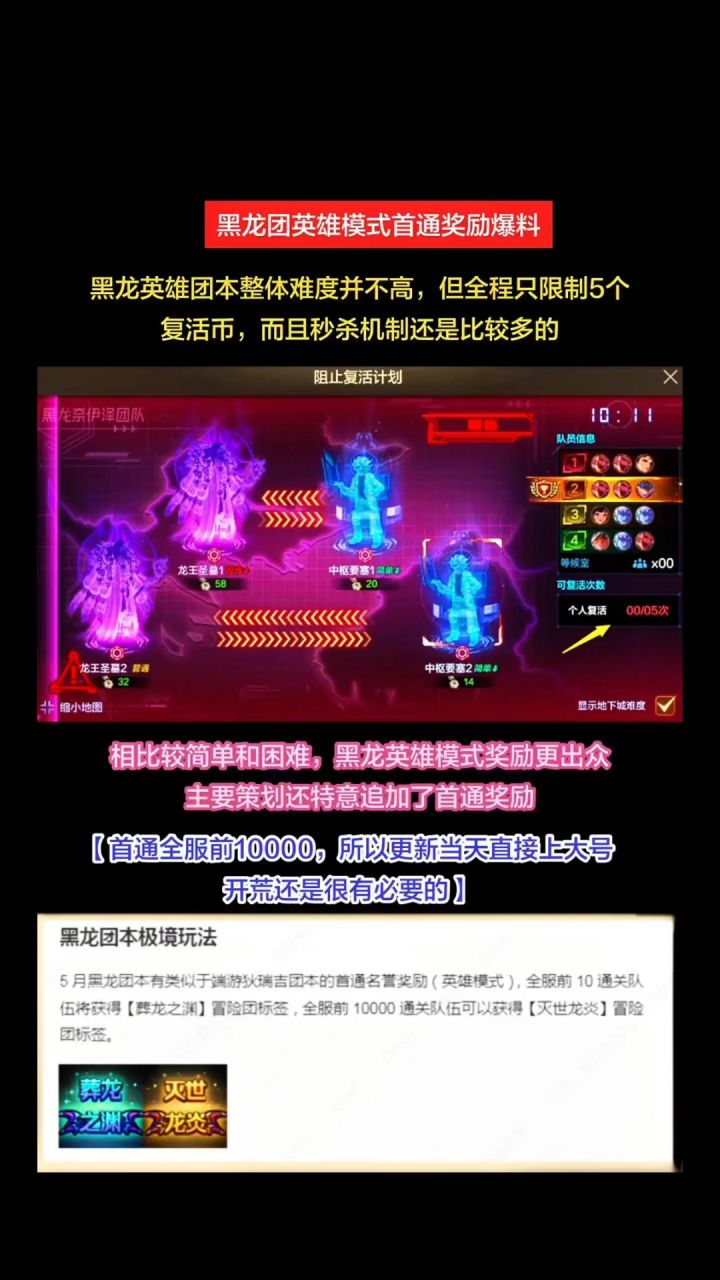 黑龙团英雄模式首通奖励爆料截图