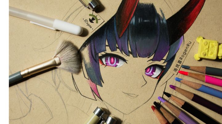 175b 彩铅手绘游戏漫画头像:雷电芽衣截图
