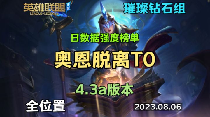 4.3a版本强度榜—璀璨钻石组 奥恩掉出T0但仍旧强势截图