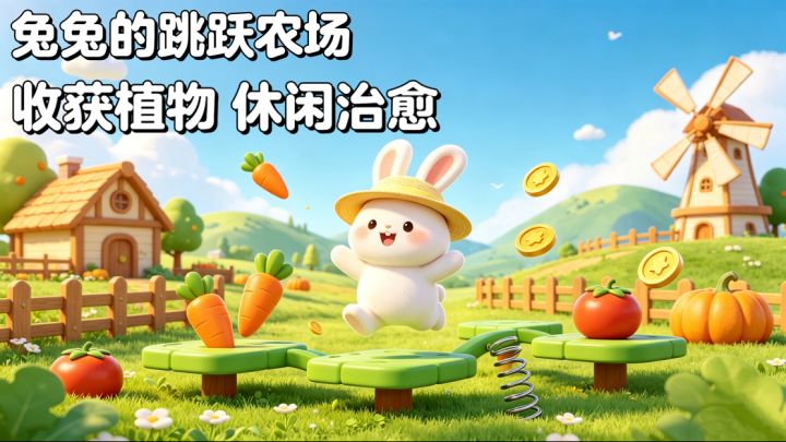 兔兔的跳跃农场🐇 帮助兔兔在农田中跳跃,收获植物赚取金币截图