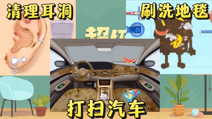 清洗地毯❗️打扫汽车内部❗️清理小姐姐的耳洞❗️截图