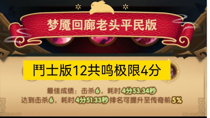 梦魇回廊平民版六杀极限4分钟左右参考截图