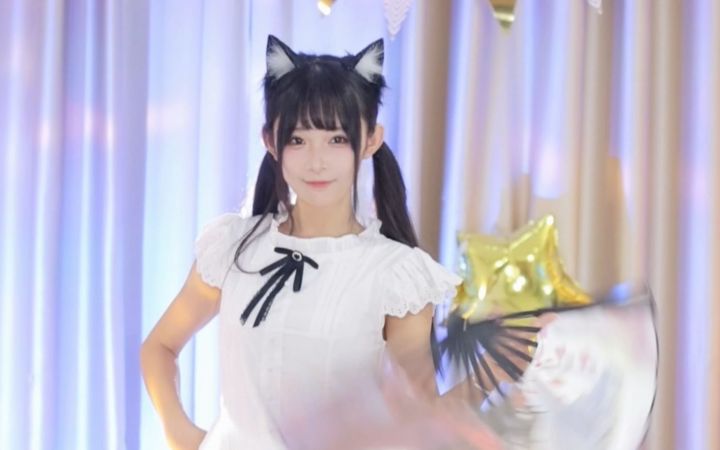 【鱼子酱】《寄明月》白色连衣裙套装 直播跳舞录屏截图
