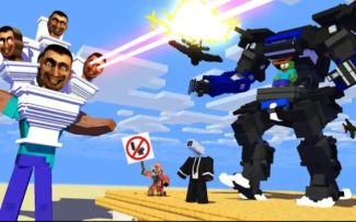 MC怪物学院动画丨马桶人厕所boss VS 监控人和巨型机器人挑战赛丨我的世界动画