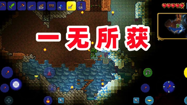 泰拉瑞亚手游:探索生命之树,里面除了零星的矿石什么都没有发现截图