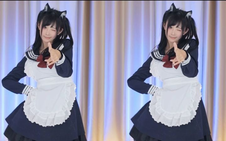 【鱼子酱】《Wiggle wiggle》黑色猫耳女仆套装 直播跳舞录屏截图