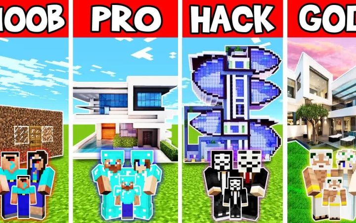 【搬运】Minecraft: 定制漂亮的房子建造挑战赛--新手vs专业人员vs黑客vs上帝 by Noobas - Minecraft截图
