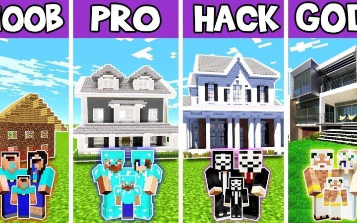 【搬运】Minecraft:快速的现代庄园房屋建造挑战--新手vs专业人员vs黑客vs上帝 by Noobas - Minecraft截图