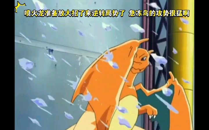 精灵宝可梦 喷火龙准备放大招了来逆转局势了 急冻鸟的攻势很猛啊截图