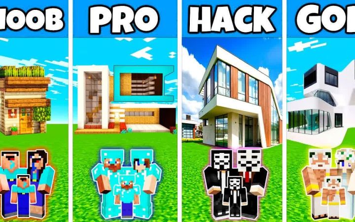 【搬运】Minecraft: 简单的豪宅房子建设 新手VS高手VS黑客VS上帝 by Noobas - Minecraft截图
