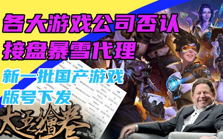 3DM速报:各大厂商否认接盘暴雪,新一批国游版号下发截图