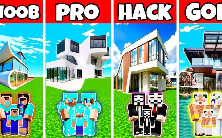 【搬运】Minecraft:现代豪宅建造挑战赛--新手VS高手VS黑客VS上帝 by Noobas - Minecraft截图