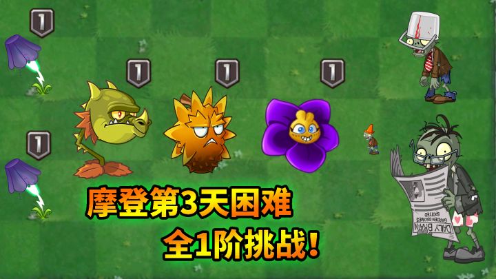 pvz2:摩登第3天困难攻略,1阶植物挑战赛!截图