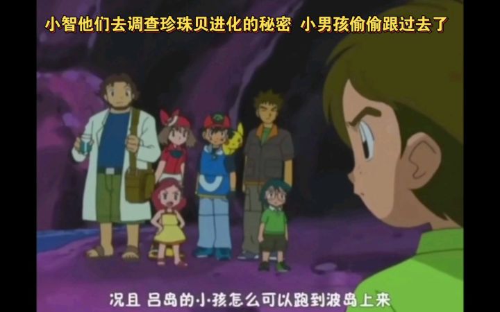精灵宝可梦 小智他们去调查珍珠贝进化的秘密 小男孩偷偷跟过去了截图