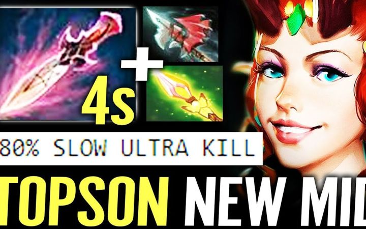 TOPSON中单小鹿VS紫猫,跳刀大推推亡魂胸针,秀【DOTA2魅惑魔女】截图