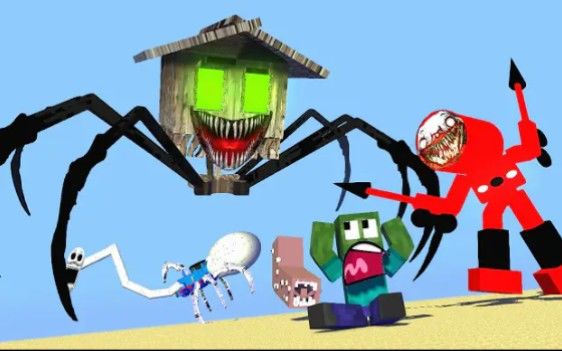 MC怪物学院动画丨Cursed House Head vs Choo choo Charles Robot & Train School丨我的世界动画截图