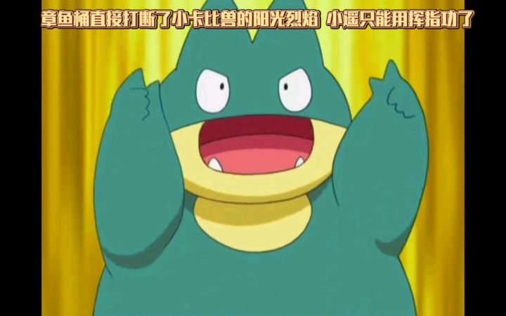 精灵宝可梦 章鱼桶直接打断了小卡比兽的阳光烈焰 小遥只能用挥指功了截图
