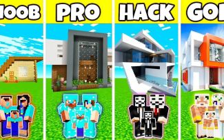 【搬运】Minecraft: 相当容易的豪宅建造挑战 - 新手VS高手VS黑客VS上帝 by Noobas - Minecraft