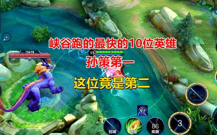 峡谷跑的最快的10位英雄,孙策第一,这位竟是第二!截图