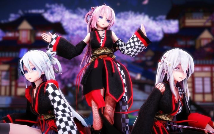 【MMD】PASSION【巡音×弱音×言和】【搬运】截图