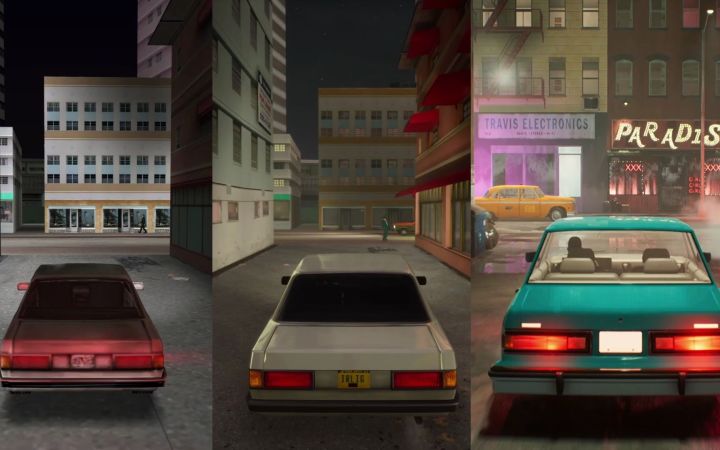粉丝重制虚幻引擎5版《GTA:罪恶都市》与原版和虚幻4版的对比截图