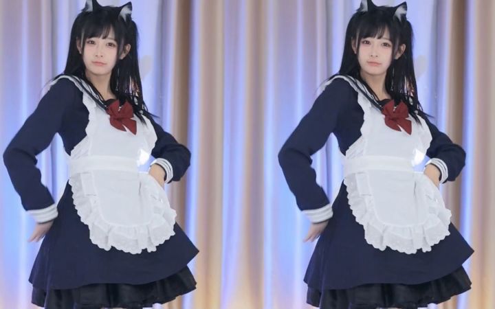 【鱼子酱】《小鹿乱撞》黑色猫耳女仆套装 直播跳舞录屏截图