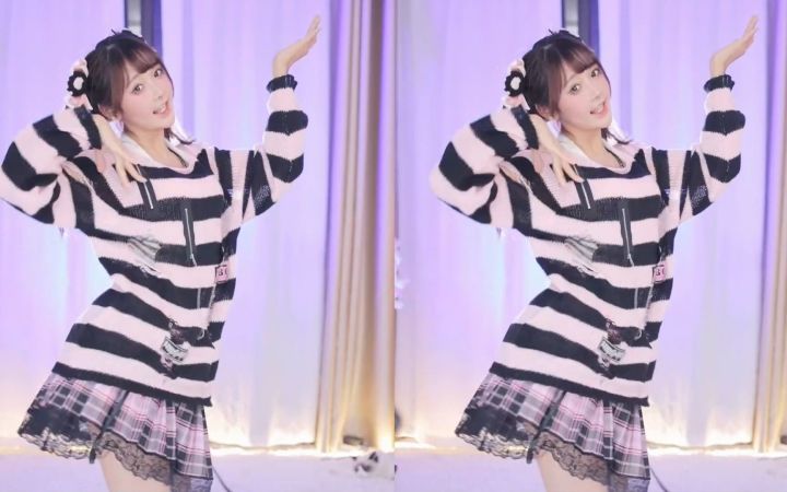 【鱼子酱】《What is Love?》 条纹常服套装 直播跳舞录屏截图