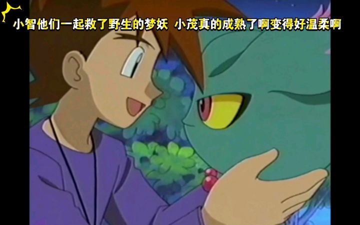 精灵宝可梦 小智他们一起救了野生的梦妖 小茂真的成熟了啊变得好温柔啊截图