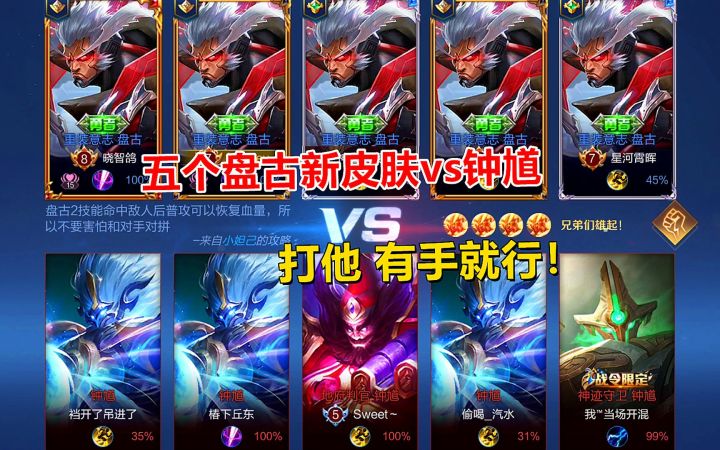 五个盘古新皮肤vs钟馗，打这种辅助，有手就行？截图