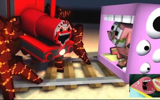 怪物学院第1858集丨Train Eater and Choo choo Charles Horror Challenge丨我的世界动画截图