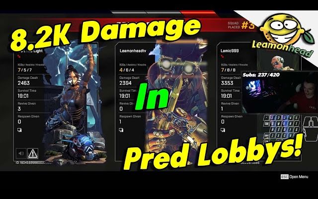 【APEX/Leamonhead】在猎排中团队打出共8k2点伤害截图