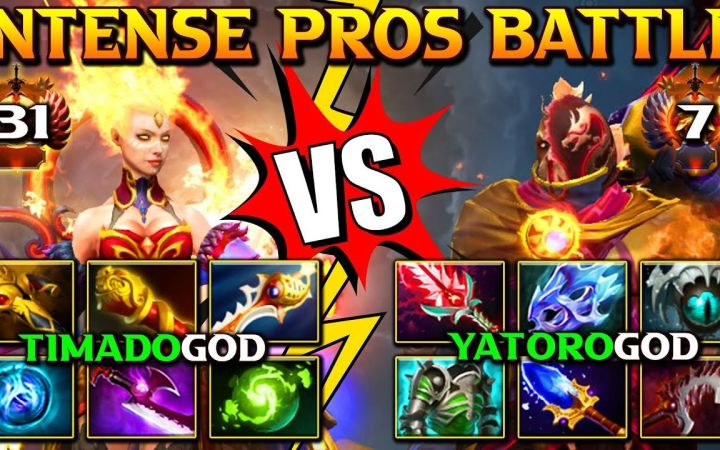 六神装1号位对决!YATORO五万经济敌法 VS Timado圣剑火女【DOTA2】截图
