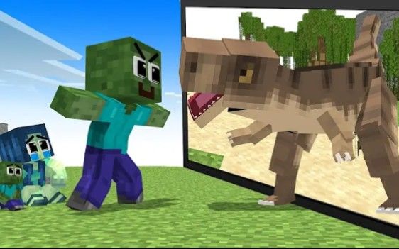怪物学院第1762集丨Poor Tiny Dinosaurs and Giant Dinosaurs悲伤的故事丨我的世界动画截图
