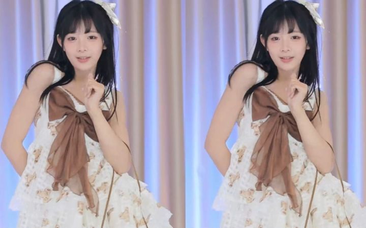 【鱼子酱】《HIP》棕色小熊裙套装 直播跳舞录屏截图