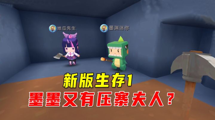 迷你世界:新版生存!第一天就发现墨墨又有压寨夫人?居然住山洞截图