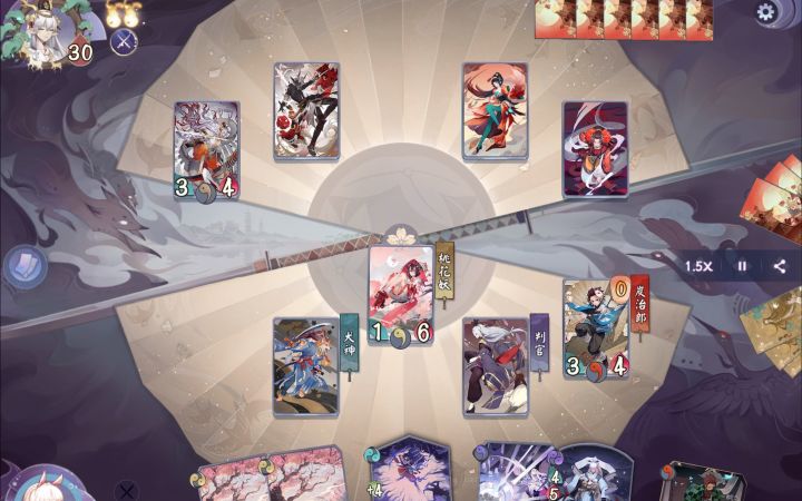【阴阳师：百闻牌】炭犬判花冲名士，清姬：我A上去了，0攻义道：我来！！！截图
