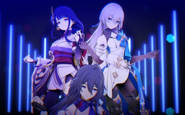 【崩铁X原神MMD】jewel【雷电将军&希儿&布洛妮娅】【搬运】截图