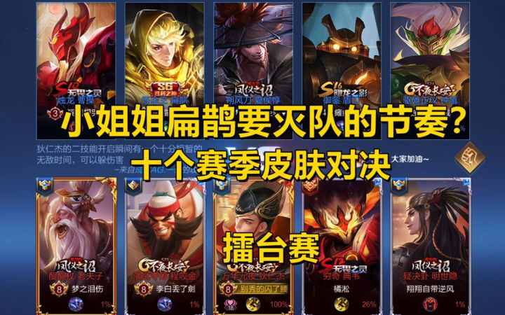 擂台赛：十个赛季皮肤对决，小姐姐扁鹊要灭队的节奏？截图