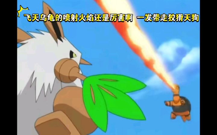 精灵宝可梦 飞天乌龟的喷射火焰还是厉害啊 一发带走狡猾天狗截图