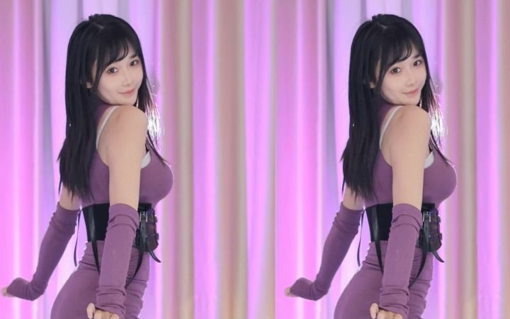 【鱼子酱】《背带舞》紫色常服套装 直播跳舞录屏截图