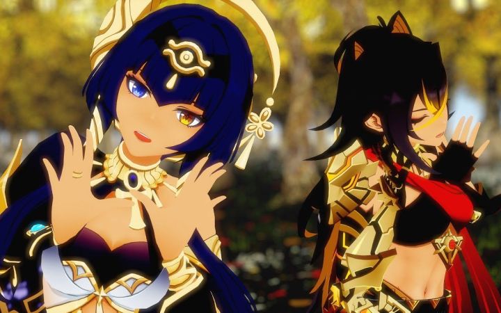 【原神MMD】Chocolate Cream【迪希雅&坎蒂丝】【搬运】截图
