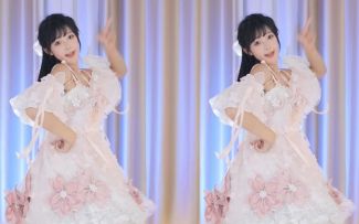 【鱼子酱】《Tell me》粉色连衣裙套装 直播跳舞录屏