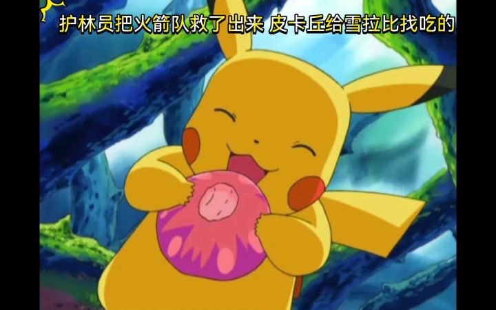 精灵宝可梦 护林员把火箭队救了出来 皮卡丘给雪拉比找吃的截图