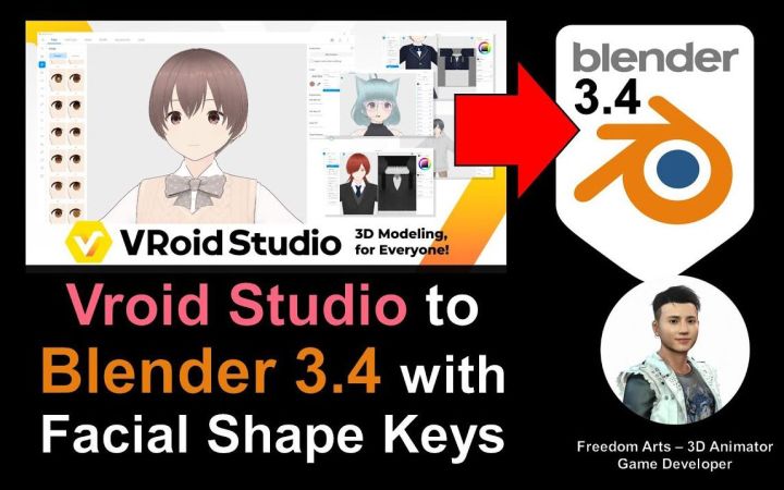 如何将Vroid Studio 3D头像导入Blender 3.4中 | 逐步教程截图