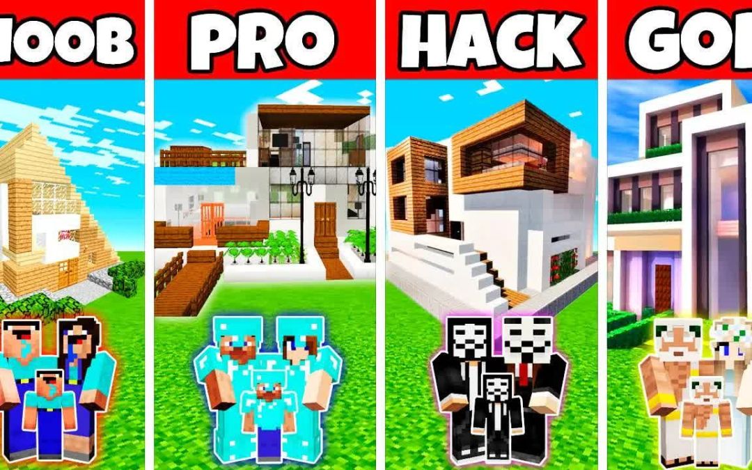【搬运】Minecraft：家庭休闲漂亮的房子建造挑战--新手VS职业选手VS黑客VS上帝 by Noobas - Minecraft截图